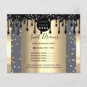 Logo Beauty Makeup Nails Price List Black Gray  Flyer