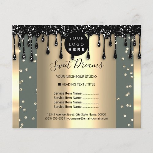 Logo Beauty Makeup Nails Price List Black Mint Flyer