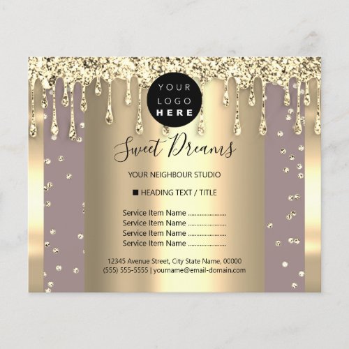 Logo Beauty Makeup Nails Price List Blush Gold Flyer