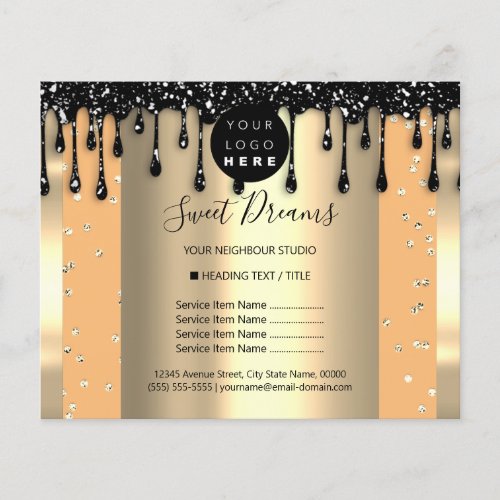 Logo Beauty Makeup Nails Price List Drips Black  Flyer