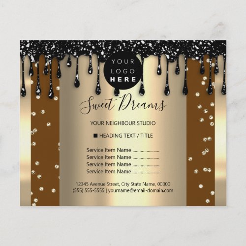 Logo Beauty Makeup Nails Price List Drips Brown Flyer