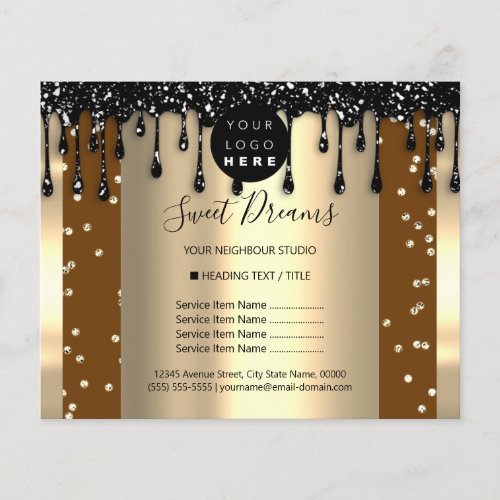 Logo Beauty Makeup Nails Price List Drips Brown Flyer