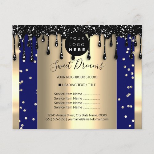 Logo Beauty Makeup Nails Price List Drips Navy Flyer