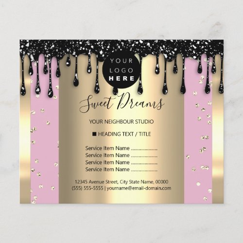 Logo Beauty Makeup Nails Price List Drips Pink  Flyer