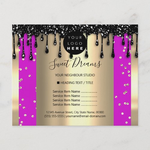 Logo Beauty Makeup Nails Price List Drips Pinky Flyer