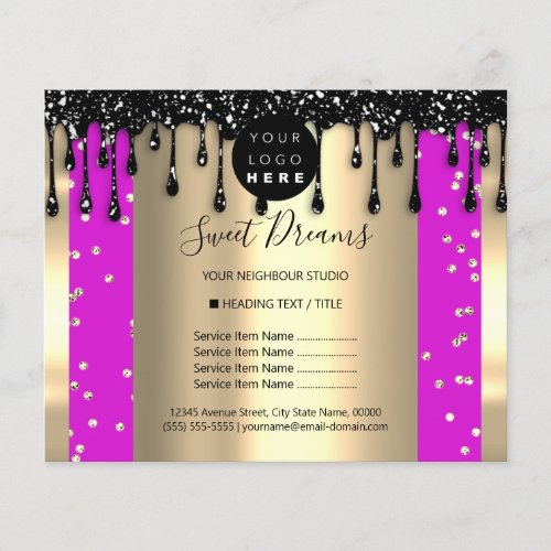 Logo Beauty Makeup Nails Price List Drips Pinky Flyer