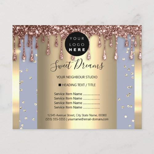 Logo Beauty Makeup Nails Price List Drips Rose Flyer