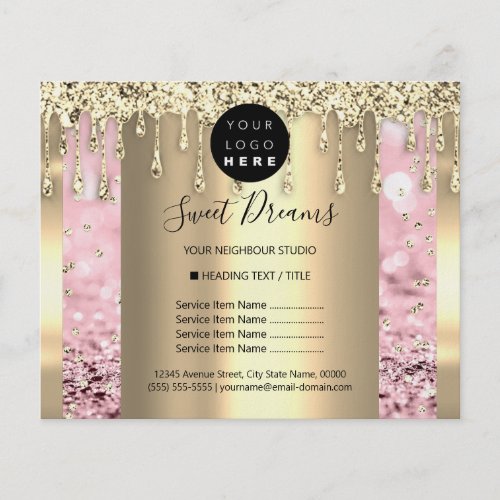 Logo Beauty Makeup Nails Price List Gold Blush Flyer
