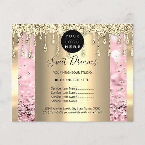 Logo Beauty Makeup Nails Price List Gold Blush Flyer
