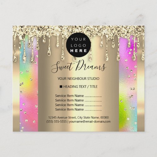 Logo Beauty Makeup Nails Price List Gold Colorful Flyer