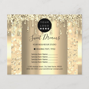 Logo Beauty Makeup Nails Price List Gold Lux Flyer