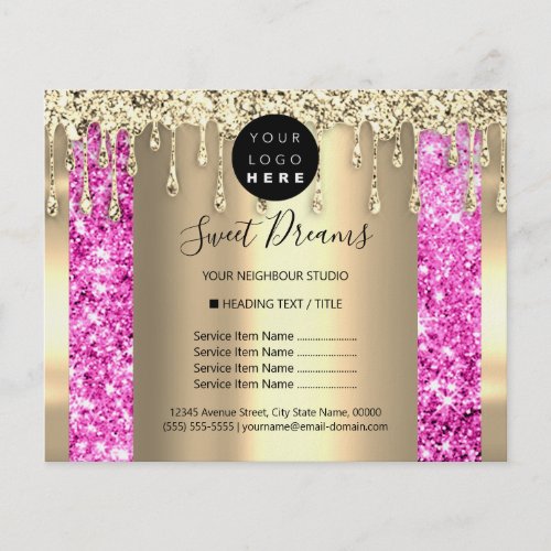 Logo Beauty Makeup Nails Price List Gold Pink Flyer
