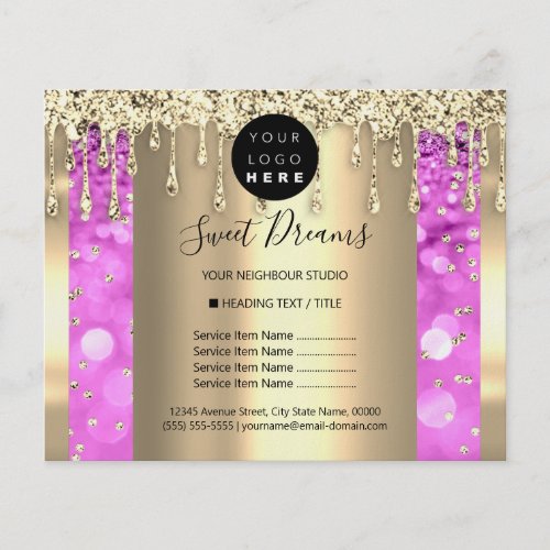 Logo Beauty Makeup Nails Price List Gold Pinky Flyer
