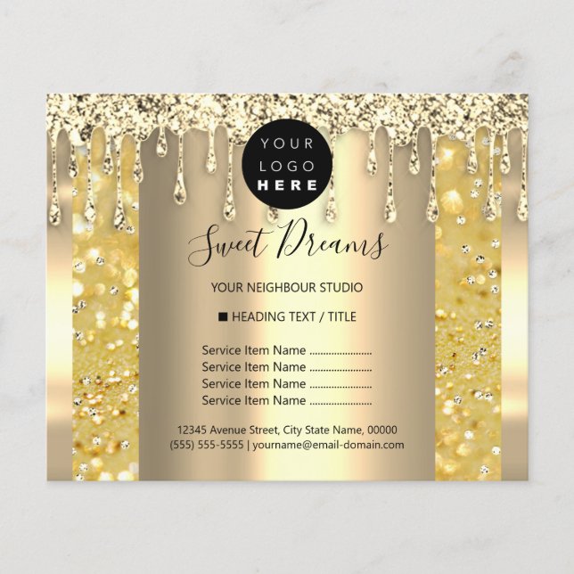 Logo Beauty Makeup Nails Price List Gold SPA Flyer (Front)