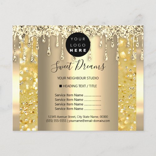 Logo Beauty Makeup Nails Price List Gold SPA Flyer