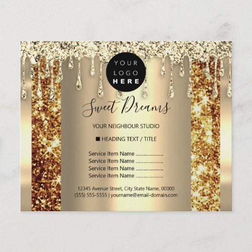Logo Beauty Makeup Nails Price List Gold Spark  Flyer