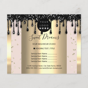 Logo Beauty Makeup Nails Price List Rose Drips Flyer