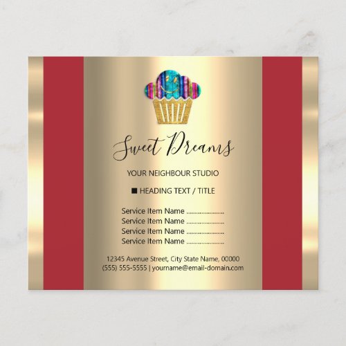 Logo Beauty Salon Sweet Bakery Price List Red Flyer