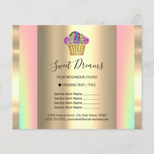 Logo Beauty Salon Sweet Holograph Price List Flyer