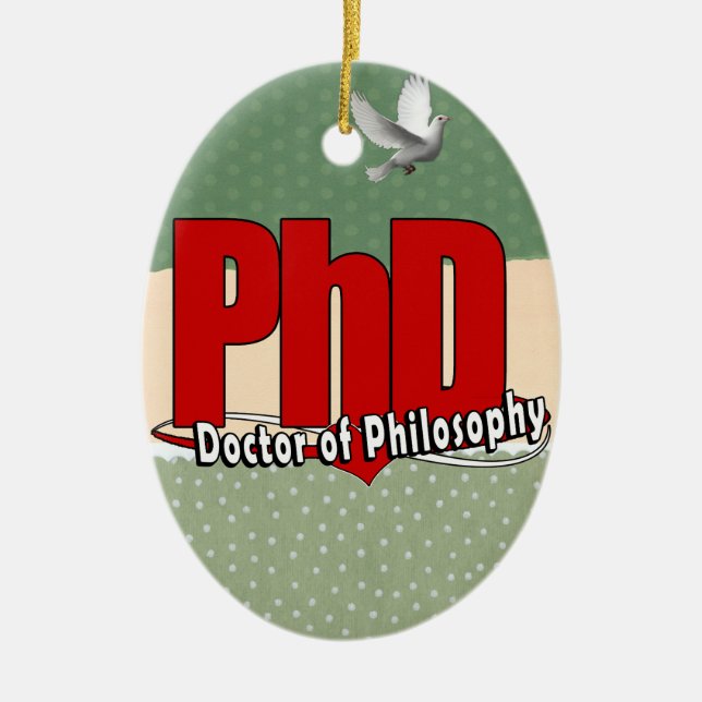 LOGO BIG RED PhD DOCTOR OF PHILOSOPHY Ceramic Ornament (Front)
