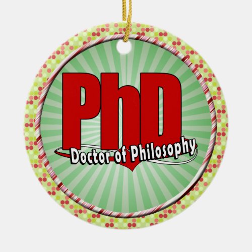 LOGO BIG RED PhD DOCTOR OF PHILOSOPHY Ceramic Ornament