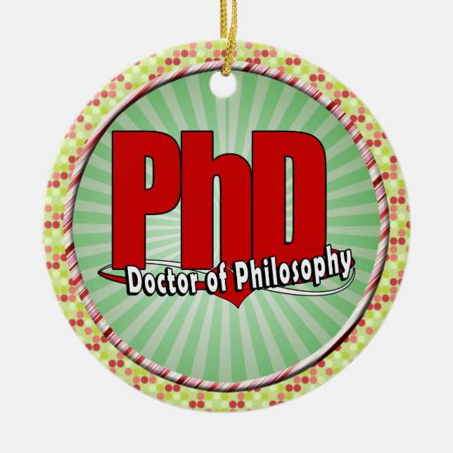 LOGO BIG RED PhD DOCTOR OF PHILOSOPHY Ceramic Ornament (Front)
