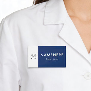 Logo Big Simple Navy Blue White Minimal Name Title Tag