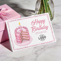 Logo Big Vintage Pink Cake Business Birthday