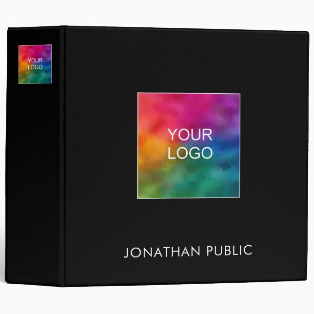 Logo Binder Business Company Text Elegant Black (Front/Spine)