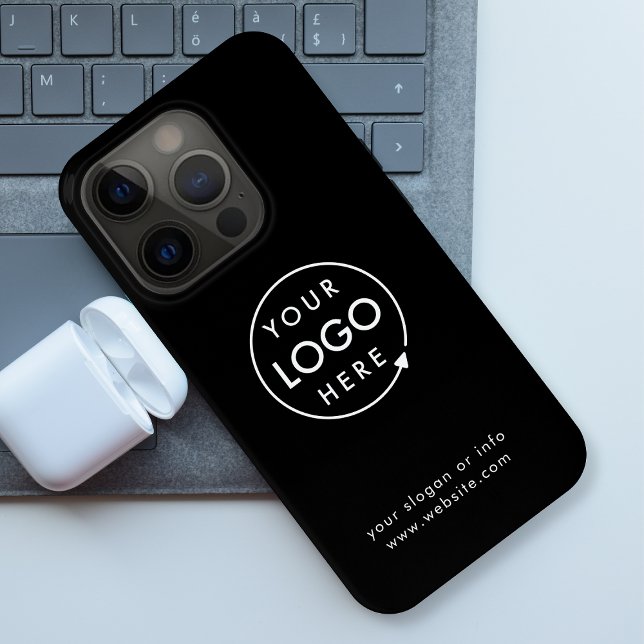 Logo Black | Business Minimalist iPhone Case (Sleek black company branded iPhone cases for business employees, giveaways & promotional swag.)