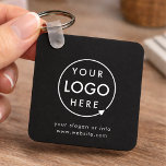 Logo Black | Business Promotional Minimalist Keychain<br><div class="desc">A simple custom black business template in a modern minimalist style which can be easily updated with your company logo and text. If you need any help personalizing this product,  please contact me using the message button below and I'll be happy to help.</div>