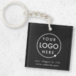 Logo Black | Business Promotional Minimalist Keychain<br><div class="desc">A simple custom black business template in a modern minimalist style which can be easily updated with your company logo and text. If you need any help personalizing this product,  please contact me using the message button below and I'll be happy to help.</div>