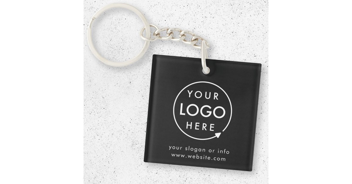 Logo Black | Business Promotional Minimalist Keychain | Zazzle