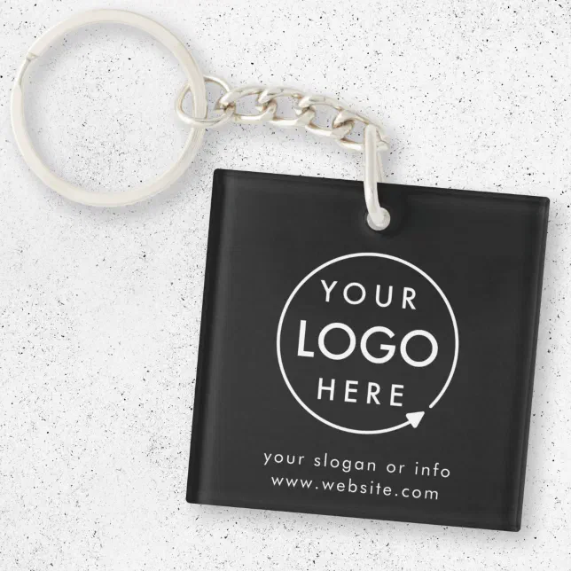 Logo Black | Business Promotional Minimalist Keychain | Zazzle