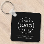 Logo Black | Business Promotional Minimalist Keychain<br><div class="desc">A simple custom black business template in a modern minimalist style which can be easily updated with your company logo and text. If you need any help personalizing this product,  please contact me using the message button below and I'll be happy to help.</div>