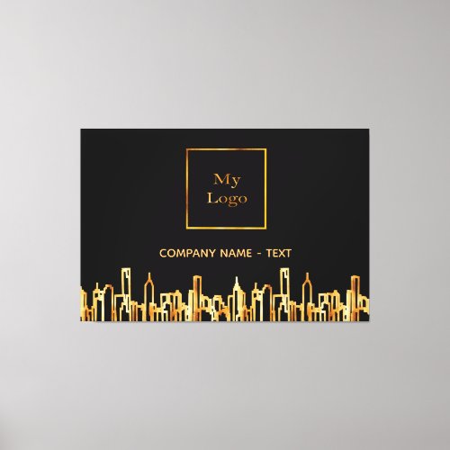 Logo black gold city skyline business real estate canvas print
