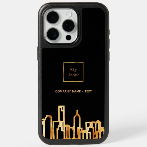 Logo black gold city skyline business real estate iPhone 15 pro max case