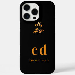 Logo black gold monogram initials business iPhone 16 pro max case