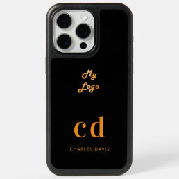 Logo black gold monogram initials business iPhone 15 pro max case