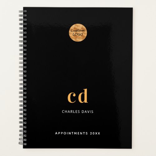 Logo black gold monogram initials business planner