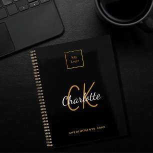 Logo black gold monogram modern 2026 business planner