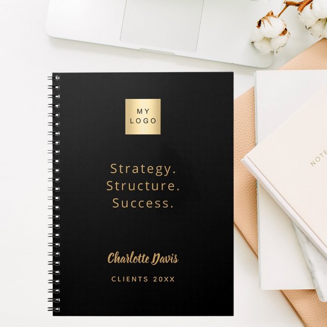 Logo black gold motivational quote busines notebook (Creator Uploaded)