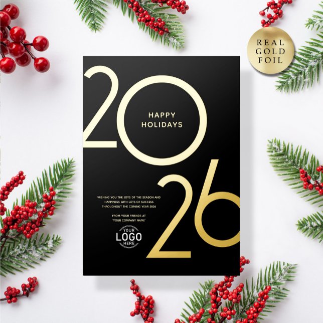 Logo Black Modern Business Holiday Gold Card (Creator Uploaded)