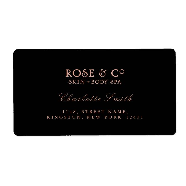 Logo Black Pink Rose Gold Return Address Labels (Front)