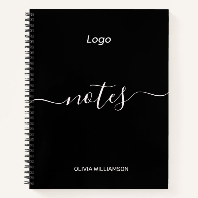 Logo Black Professional Business Notebook (Front)