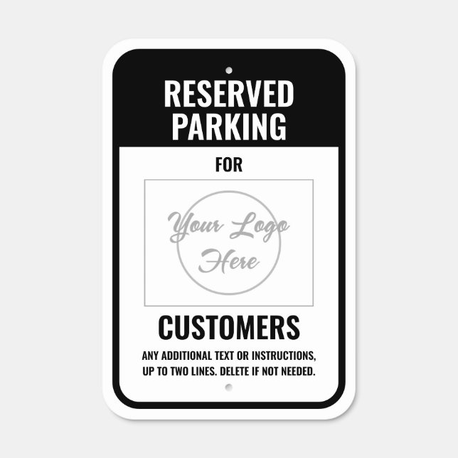 Logo Black Reserved Parking for Customers Metal Sign (Front)