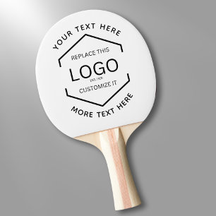 Logo Black Text White Business Promotional Ping Pong Paddle