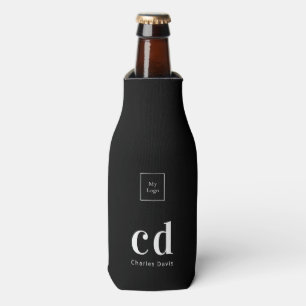 Logo black white business monogram name bottle cooler