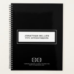 Logo Black White Business Planner<br><div class="desc">Black background and white text. Personalize and add your logo,  name and a title year. Your logo both on the front and the back with space for additional information below.</div>