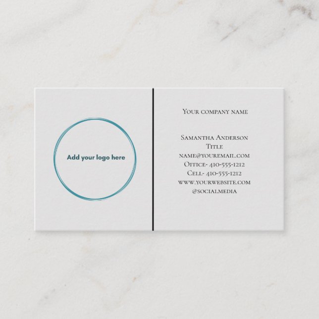 Logo Black White Gray Minimalist Professional  Business Card (Front)